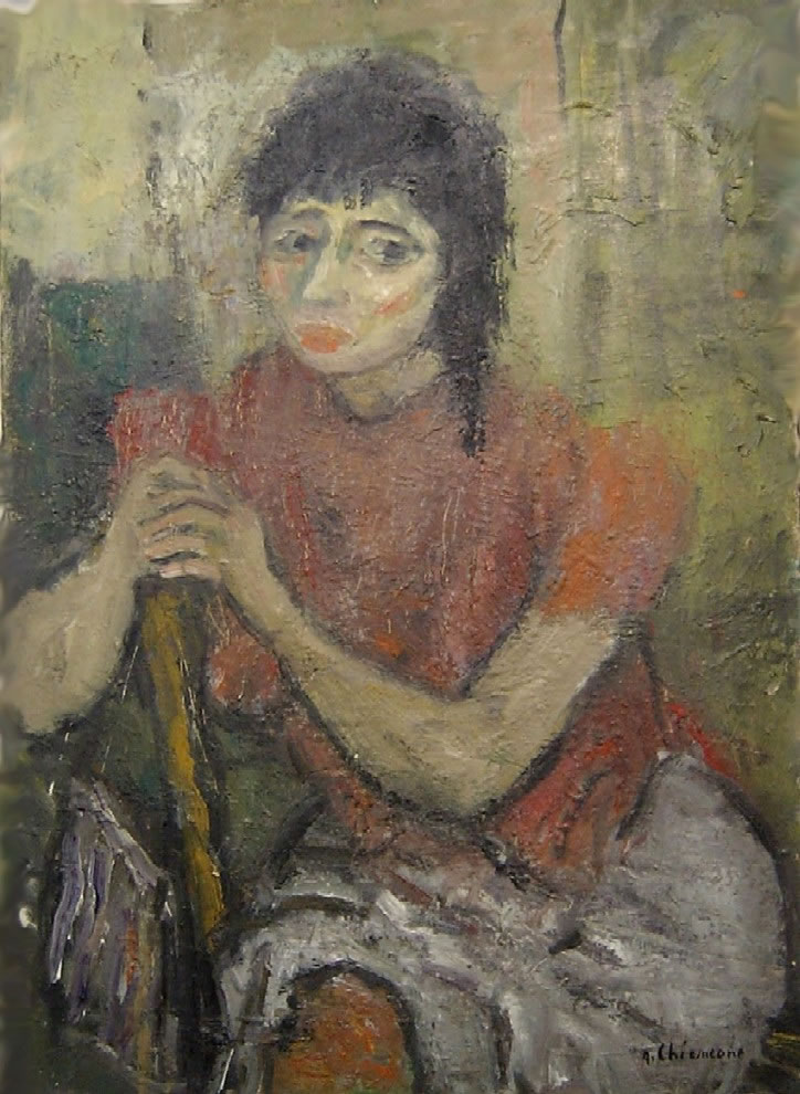 Ragazza seduta, sd 1950-’53,olio, Napoli, collezione privata